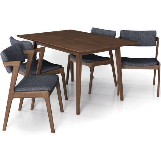 Adira (Small - Walnut) Dining Set with 4 Ricco (Dark Grey) Dining Chairs