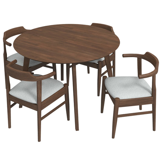 Aliana Dining Set with 4 Zola Gray Chairs (Walnut)