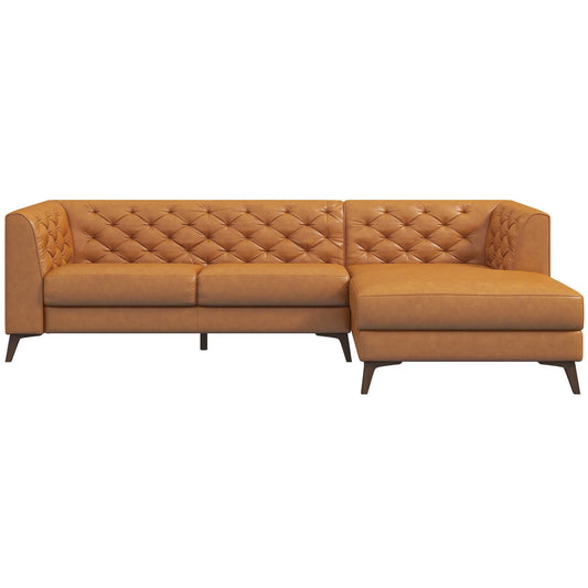 Fargo Sectional Sofa (Tan Leather - Right Facing Chaise)