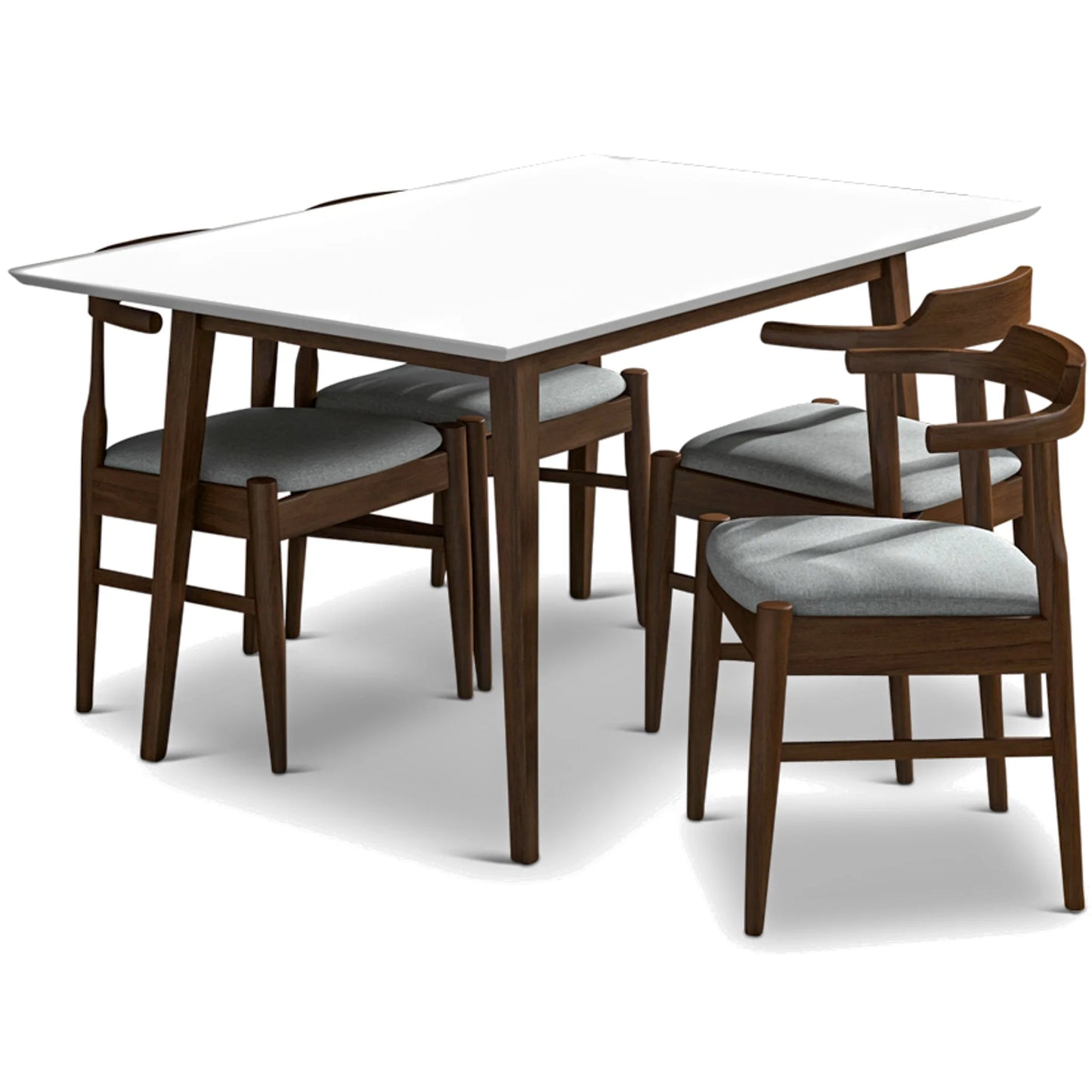 Alpine (Small - White Top) Dining Set with 4 Sterling (Grey) Dining Chairs