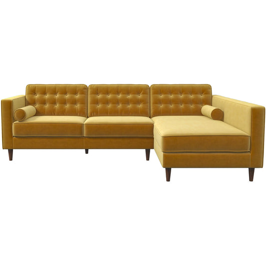 Olson Sectional Sofa (Gold Velvet) Right Chaise