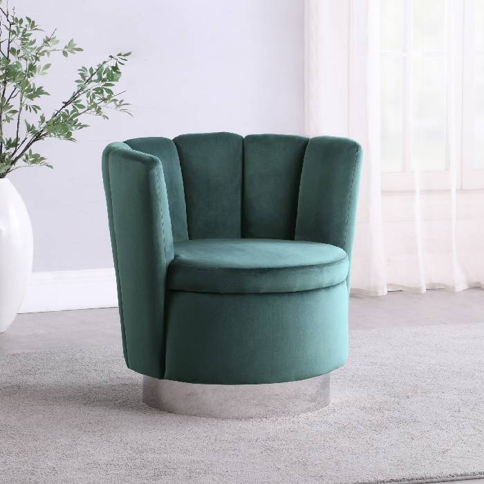 Channeled Tufted Swivel Chair Dark Teal And Chrome - 905646