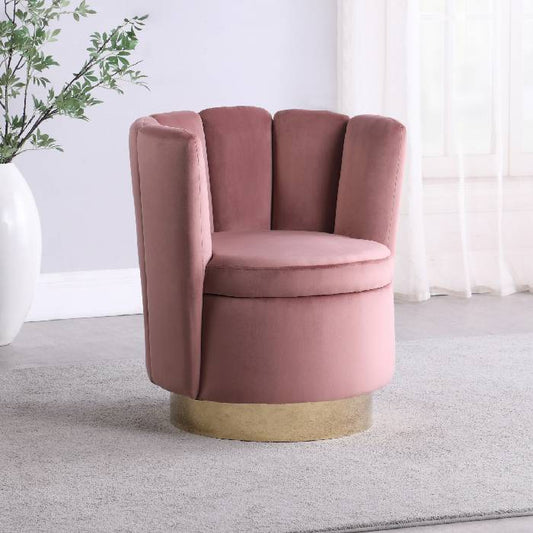Channeled Tufted Swivel Chair Rose And Gold - 905648