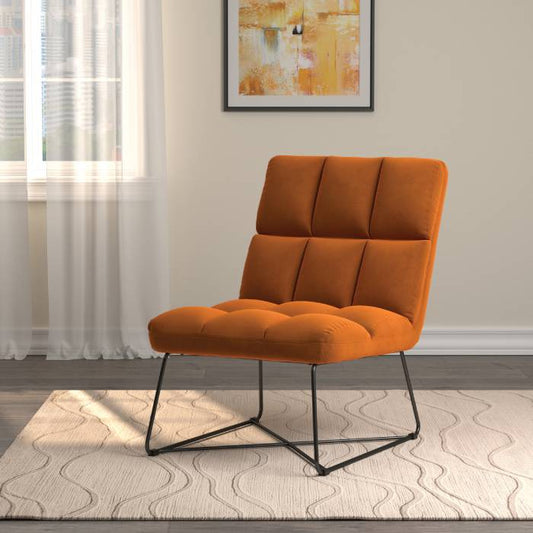 Armless Upholstered Accent Chair Burnt Orange - 903836