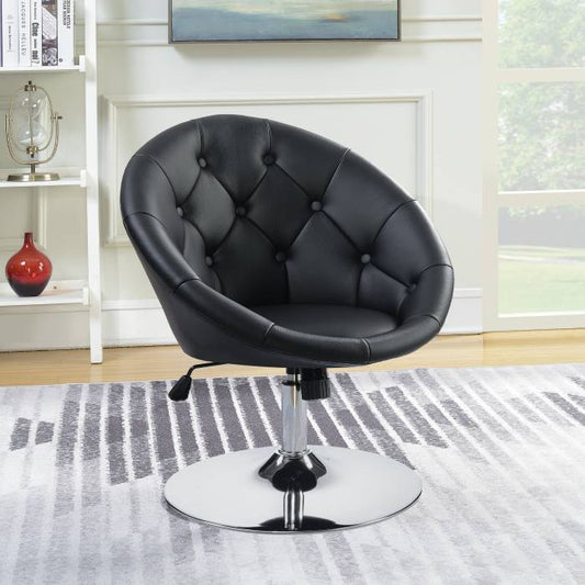 Round Tufted Swivel Chair Black And Chrome - 102580