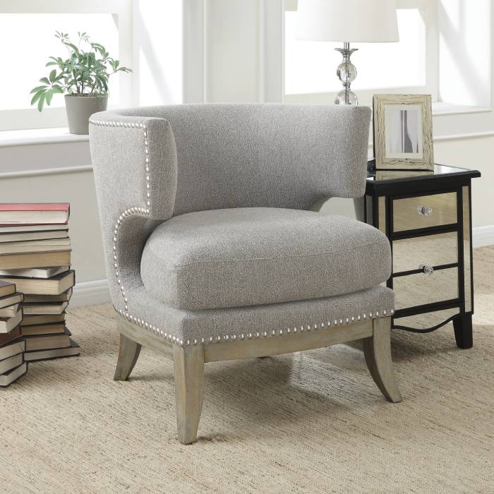 Barrel Back Accent Chair Grey And Weathered Grey - 902560