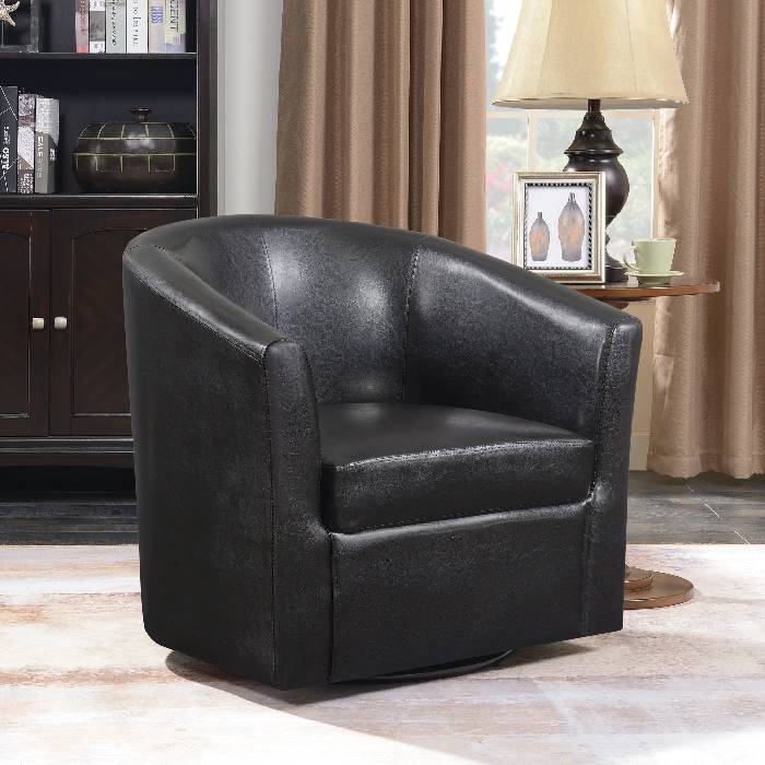 Upholstery Sloped Arm Accent Swivel Chair Dark Brown - 902098
