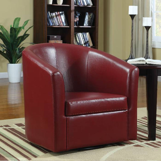 Upholstery Sloped Arm Accent Swivel Chair Red - 902099