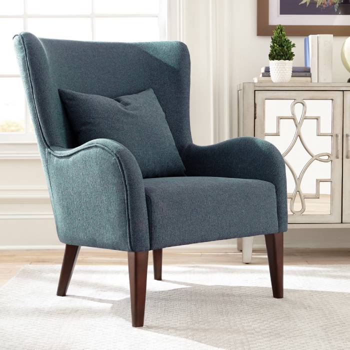 Curved Arm Upholstered Accent Chair Blue - 903963