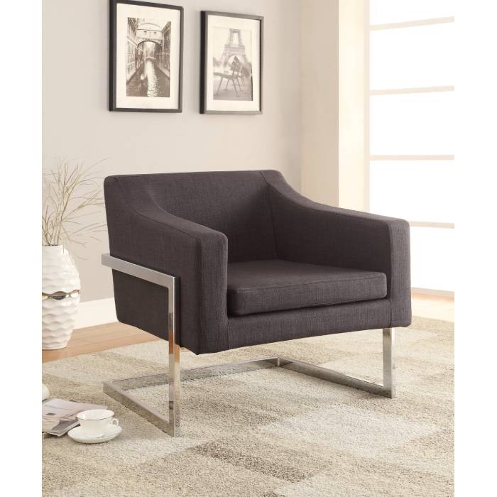 Upholstered Accent Chair Chrome And Grey - 902530