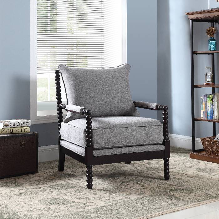 Cushion Back Accent Chair Grey And Black - 903824