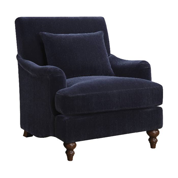 Upholstered Accent Chair With Turned Legs Midnight Blue - 902899