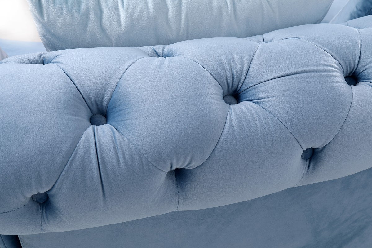 Divani Casa Darla - Modern Blue Velvet Curved Sectional Sofa