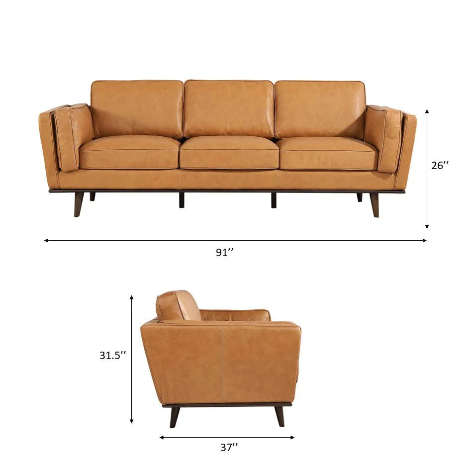 Ferre Leather Sofa (Tan)