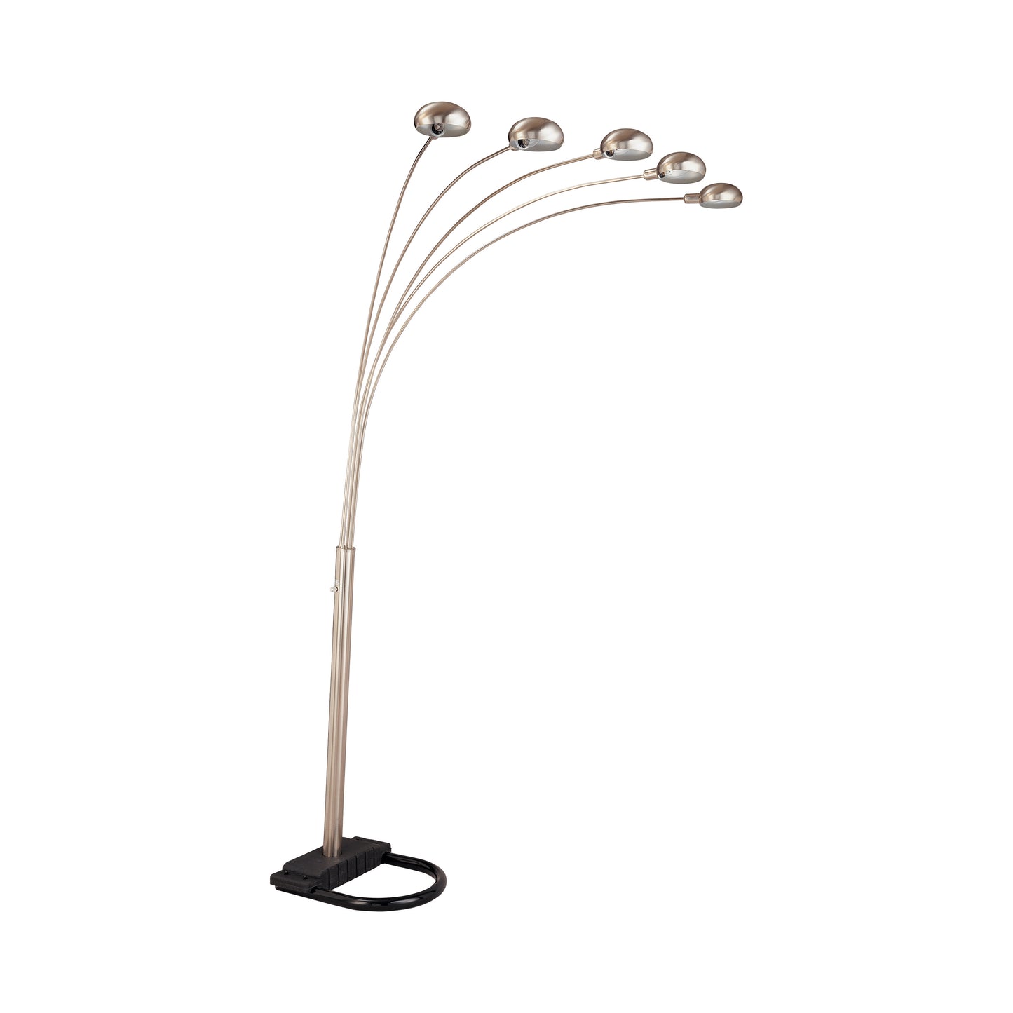 5-Light Floor Lamp With Curvy Dome Shades Chrome And Black - 1243