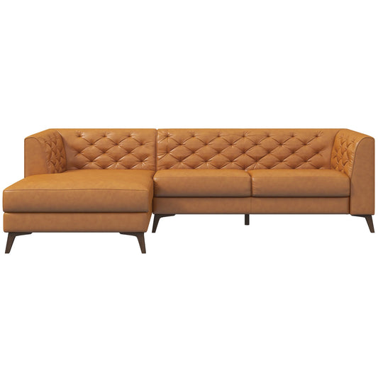 Fargo Sectional Sofa (Tan Leather - Left Facing Chaise)