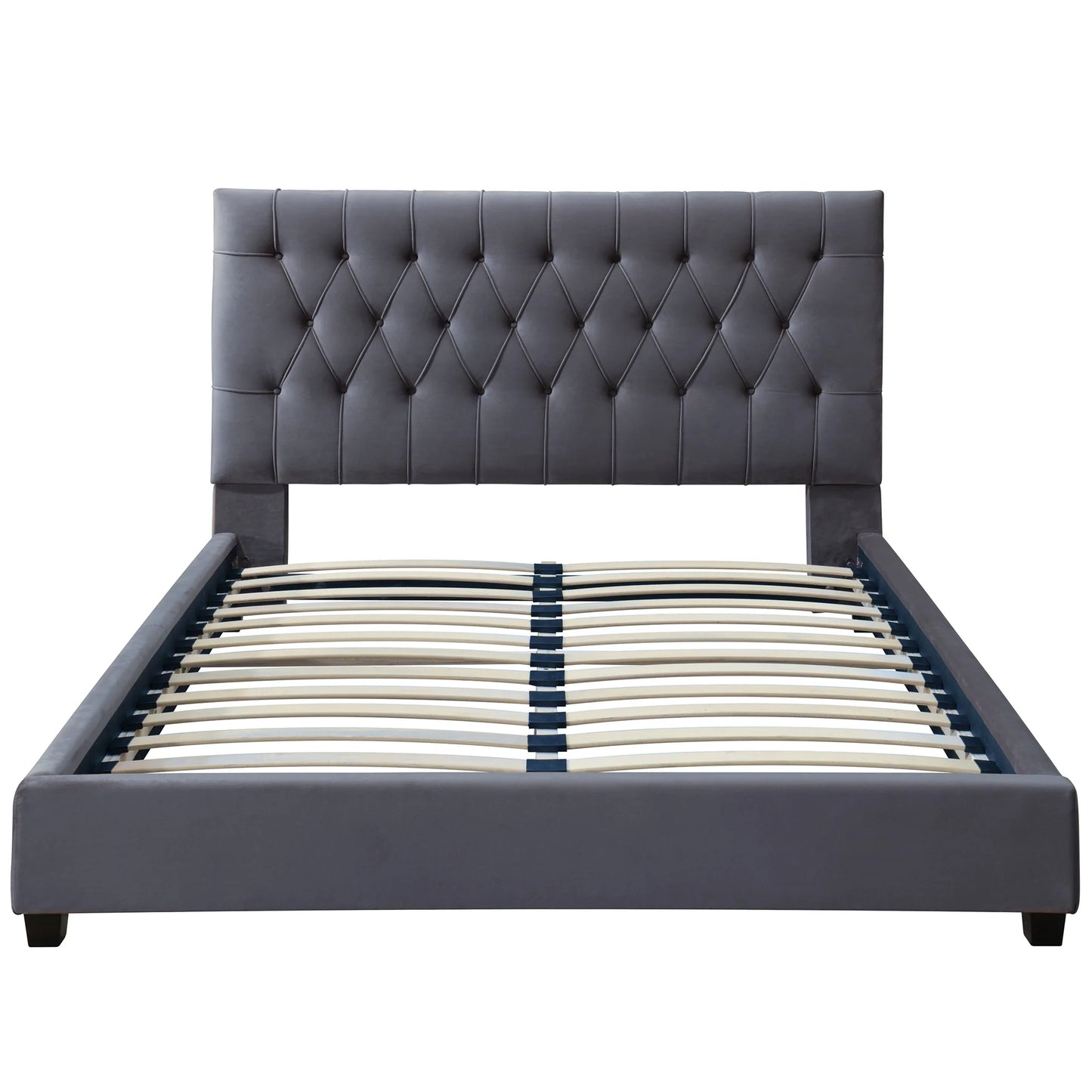 Eldridge Platform Bed - Gray Velvet