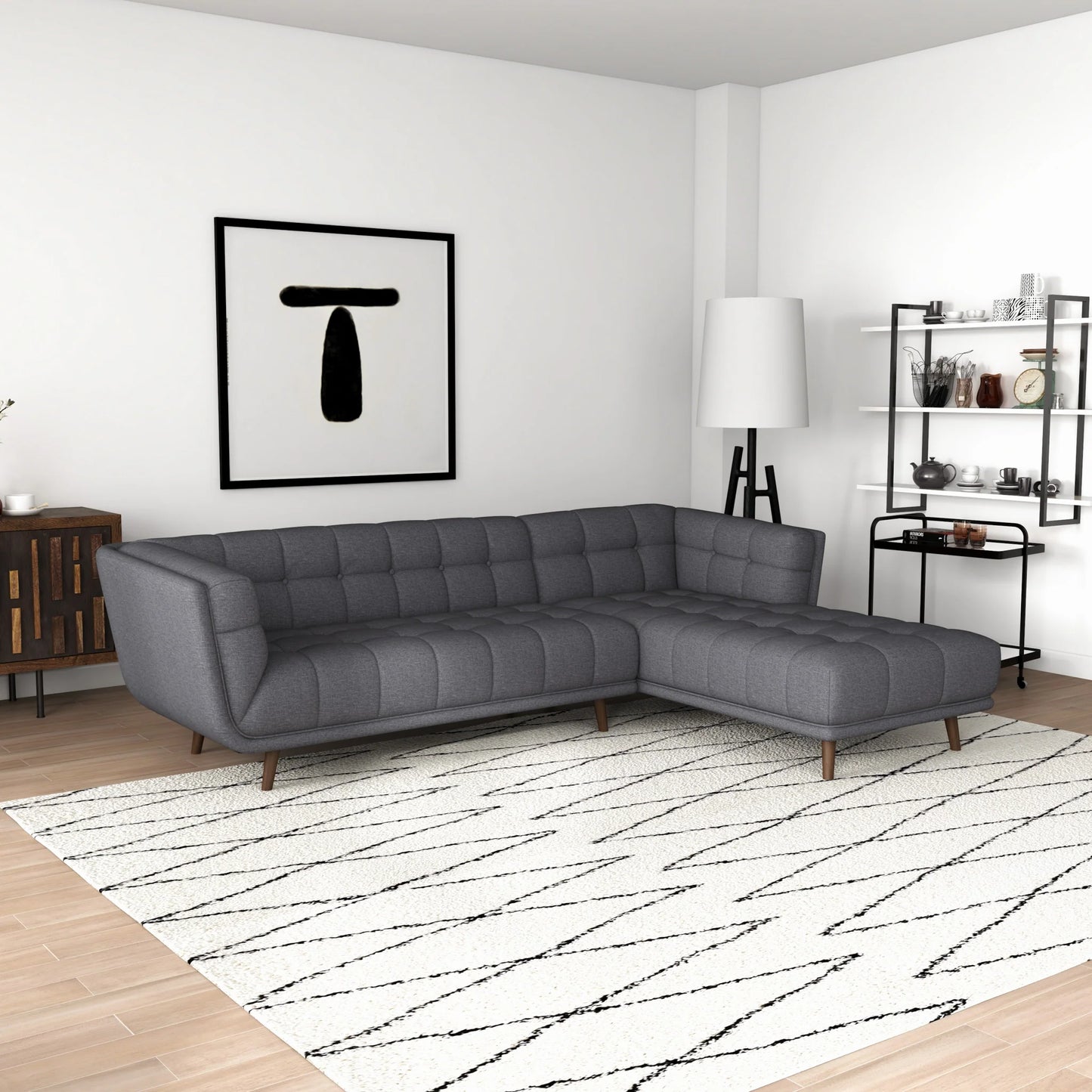 Kano Sectional Sofa (Dark Gray - Right Facing Chaise)