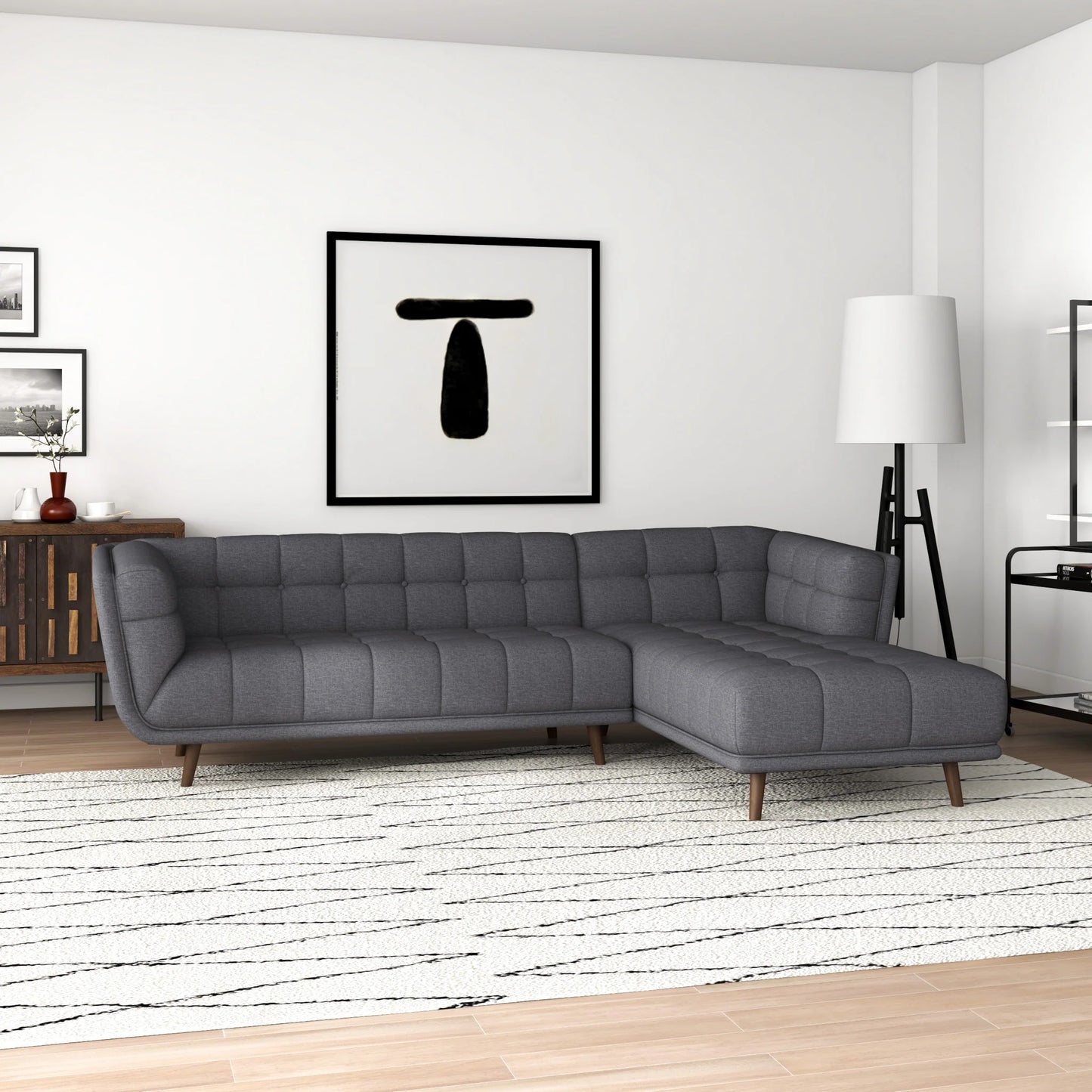 Kano Sectional Sofa (Dark Gray - Right Facing Chaise)