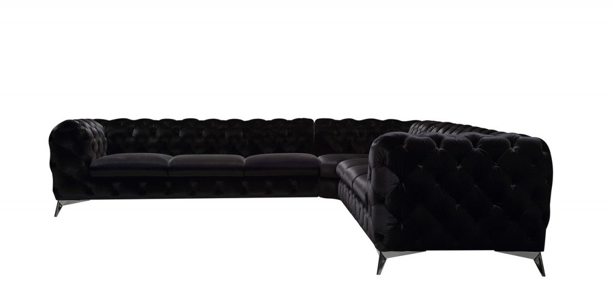 Divani Casa Delilah - Modern Black Fabric Sectional Sofa