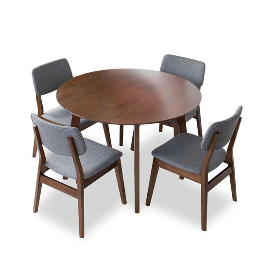 Aliana Dining set with 4 Abbott Chairs (Walnut)