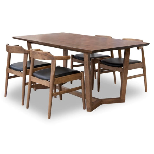 Rolda Dining set with 4 Zola Dining Chairs (Leather)