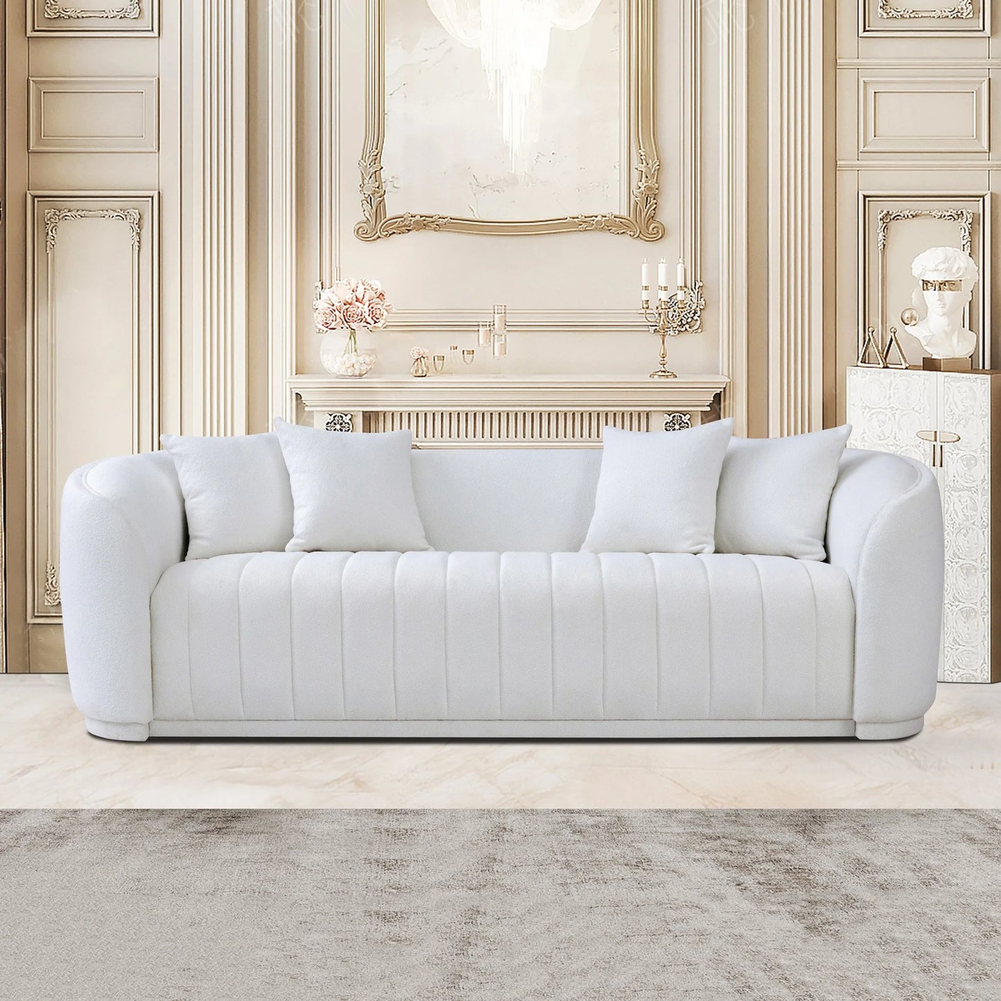 Thrive White Boucle Sofa