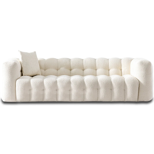 Puffydik Modern Sofas Tufted Boucle Fabric in Cream