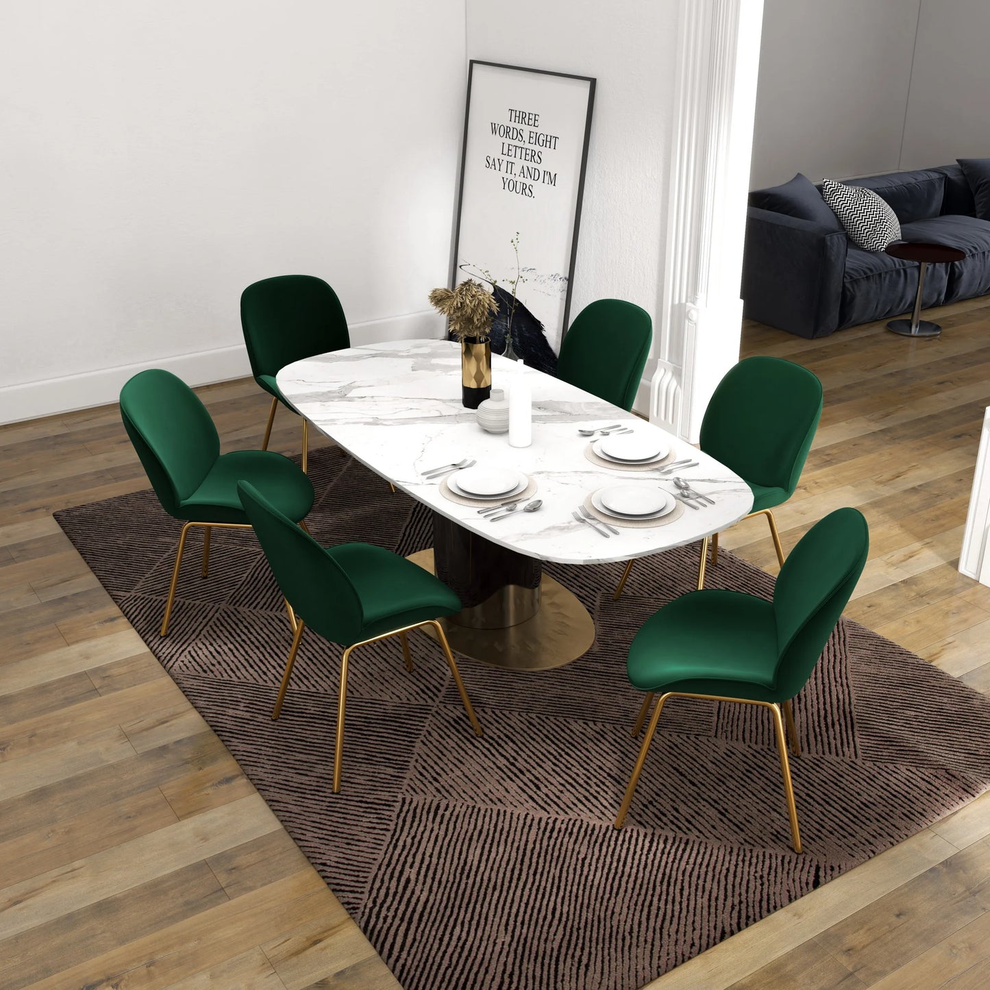 Lucy Dining Chair (Green Velvet)