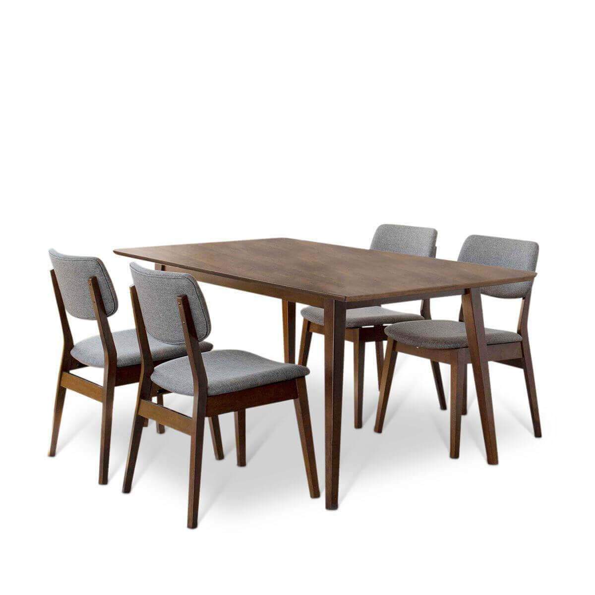 Alpine Large Dining set with 4 Abott Dining Chairs (Walnut) | Rosen ...