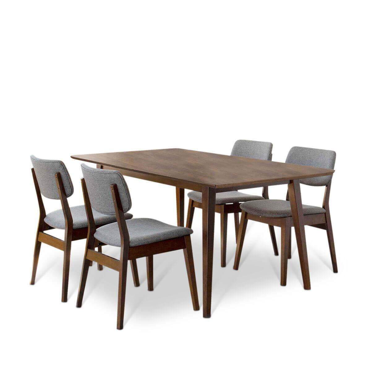 Alpine Large Dining set with 4 Abott Dining Chairs (Walnut)