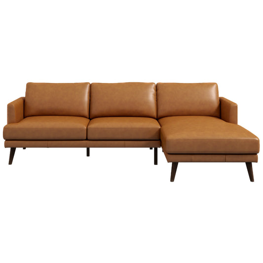 Lorena Sectional Sofa (Tan Leather - Right Facing Chaise)
