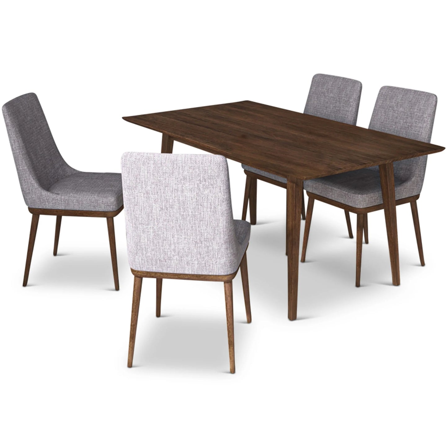 Adira (Large - Walnut) Dining Set with 4 Brighton (Grey) Dining Chairs