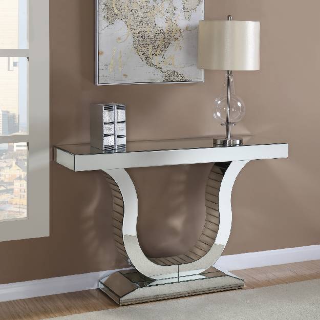 Console Table With U-Shaped Base Clear Mirror - 930010