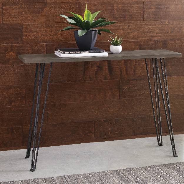 Rectangular Console Table Concrete And Black - 	930050