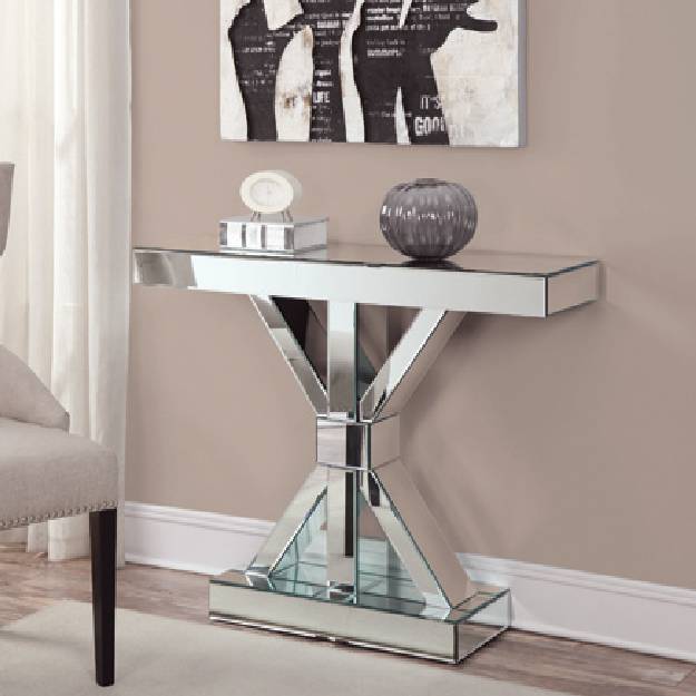 Reventlow X-Shaped Base Console Table Clear Mirror - 950191