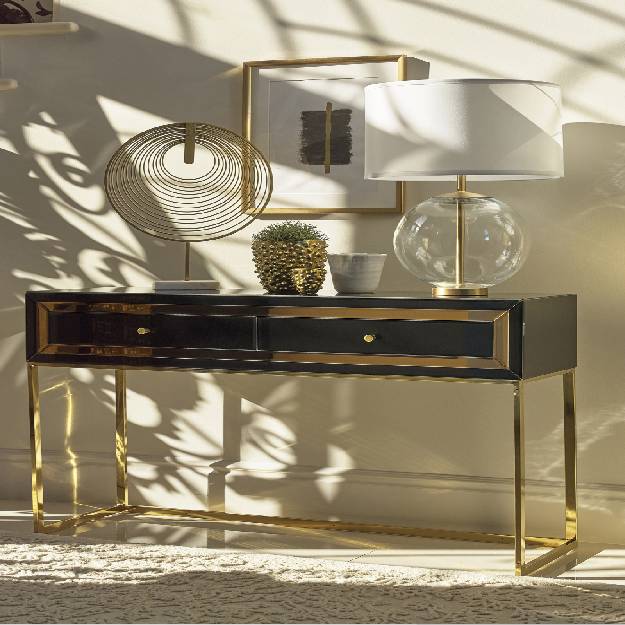 2-Drawer Console Table Black And Gold - 952820