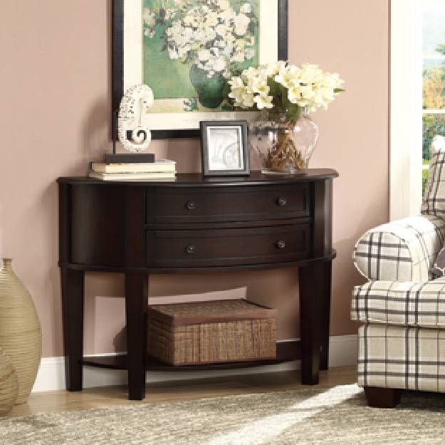 2-Drawer Demilune Shape Console Table Cappuccino - 950156