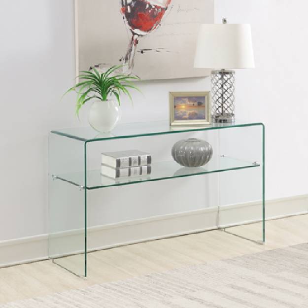 Glass 1-Shelf Rectangular Console Table Clear - 935865