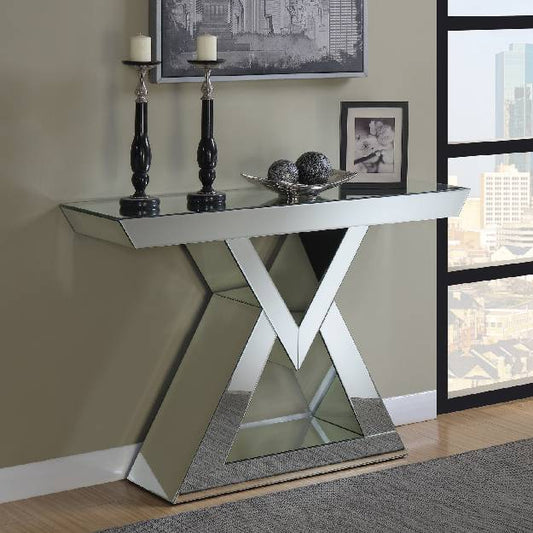 Console Table With Triangle Base Clear Mirror - 930009