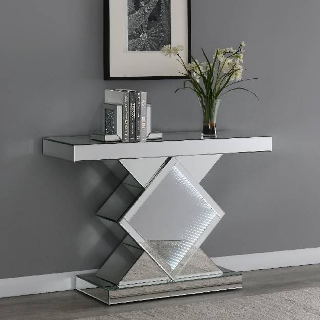 Console Table With LED Lighting Silver -  953333