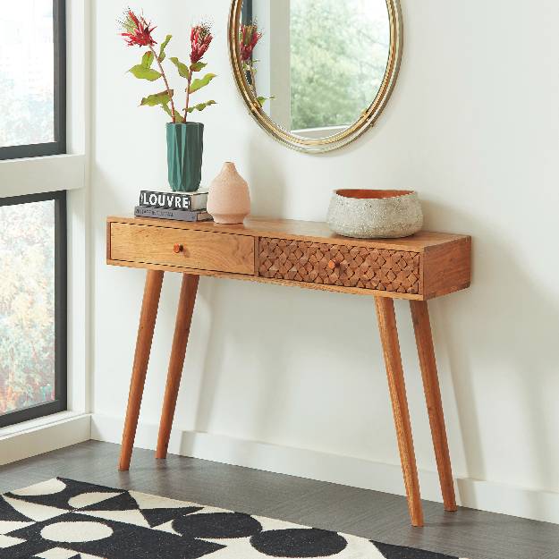 2-Drawer Console Table Natural Brown -  951790
