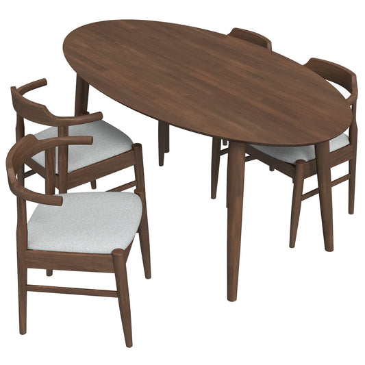 Rixos Dining Table (Walnut) Zola Dining Chair (Grey) Set of 4