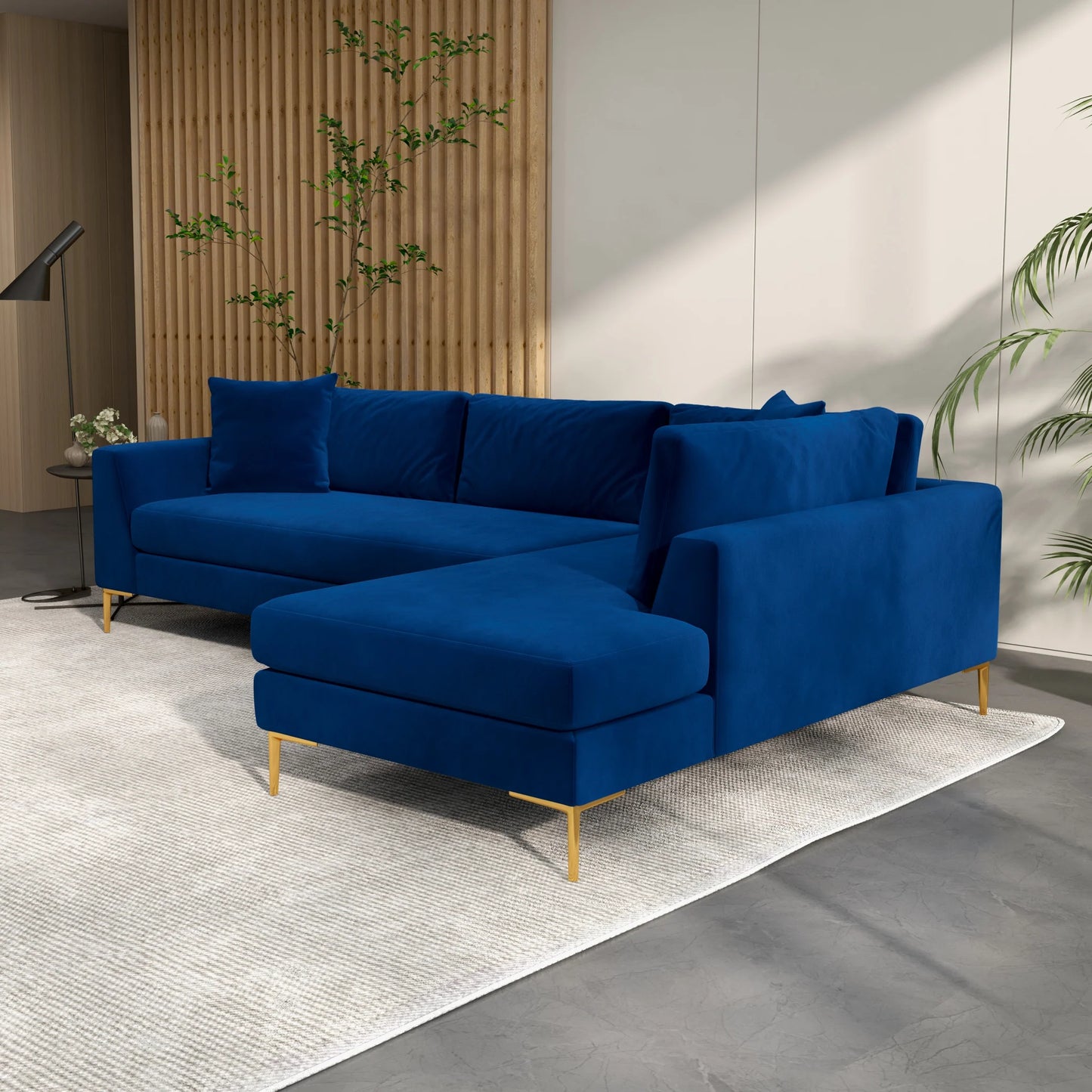 Milo Sectional Sofa (Blue) Right Chaise