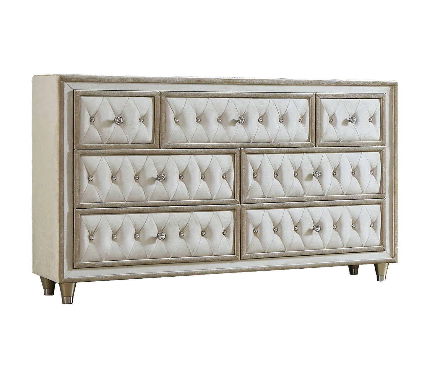 Antonella Upholstered Tufted Bedroom Set Ivory And Camel - 223521