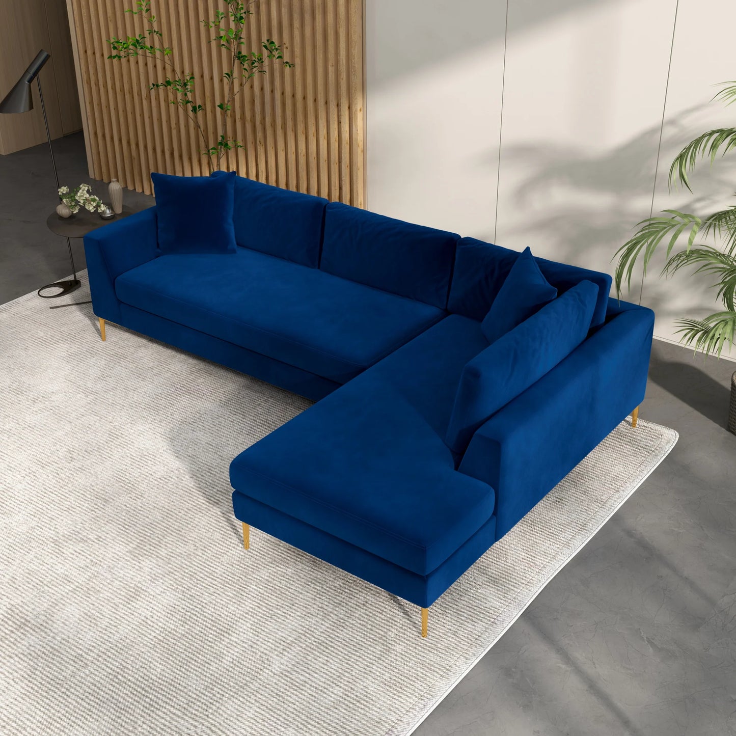 Milo Sectional Sofa (Blue) Right Chaise