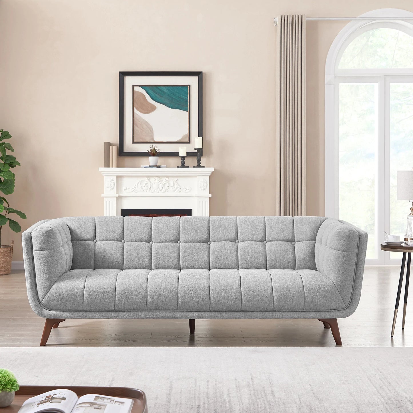 Kano Large Light Gray Fabric Sofa