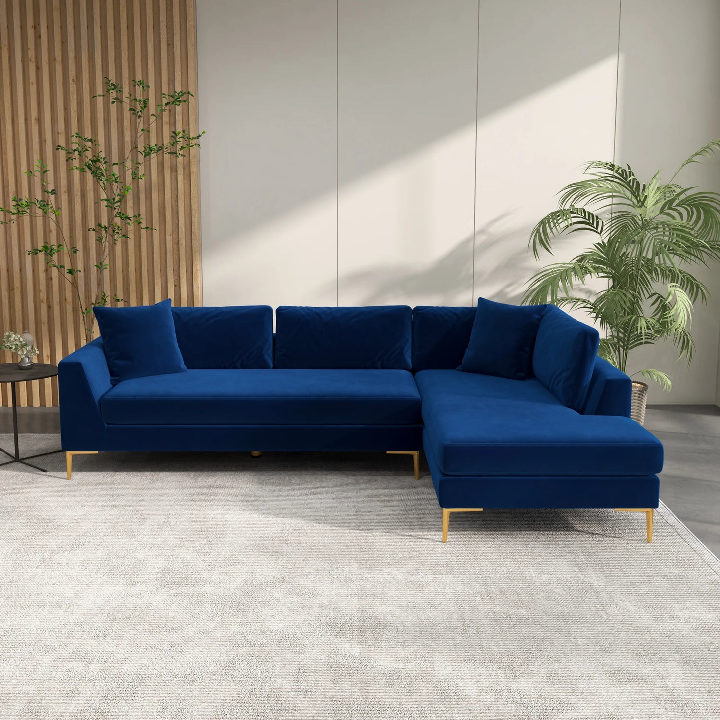 Milo Sectional Sofa (Blue) Right Chaise