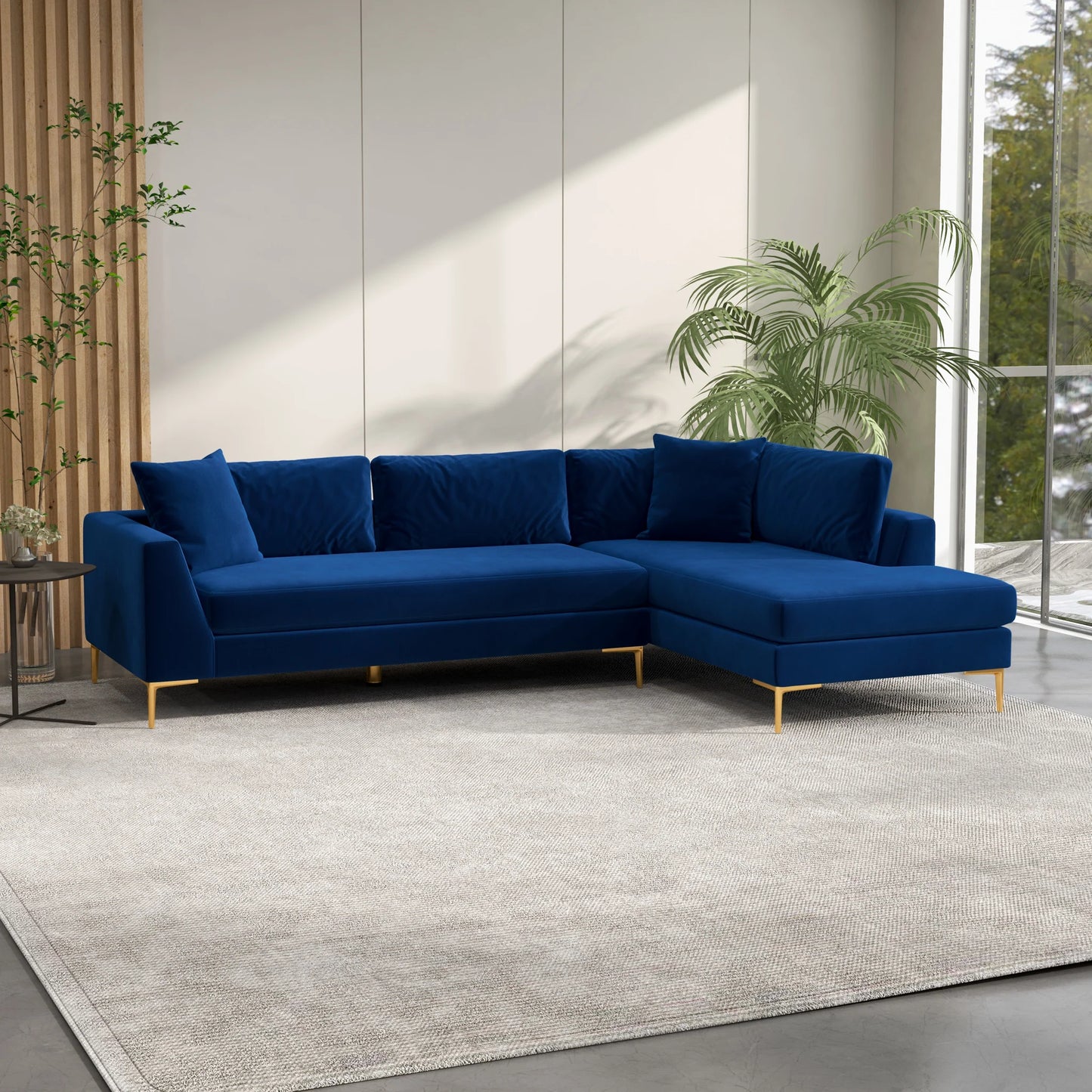 Milo Sectional Sofa (Blue) Right Chaise