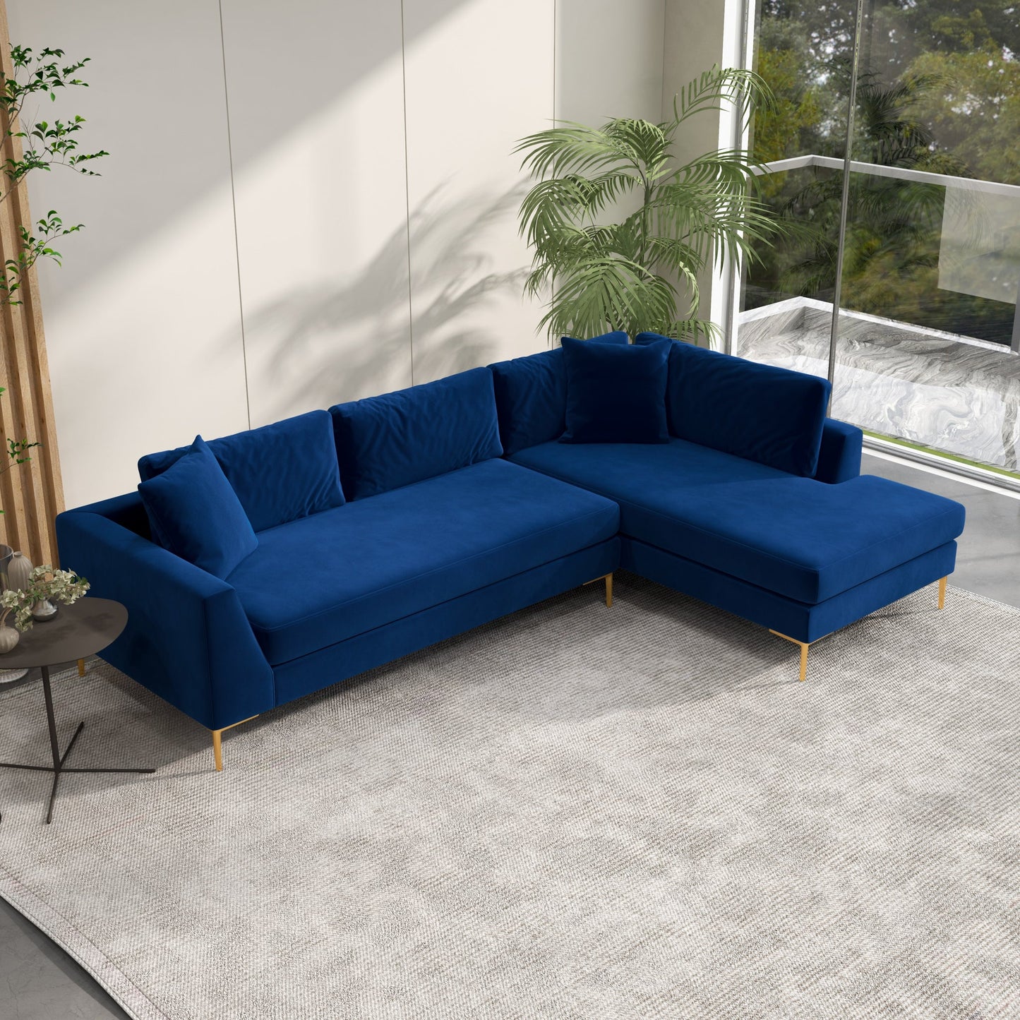 Milo Sectional Sofa (Blue) Right Chaise